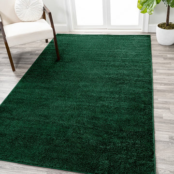 Haze Solid Low-pile Area Rug Emerald